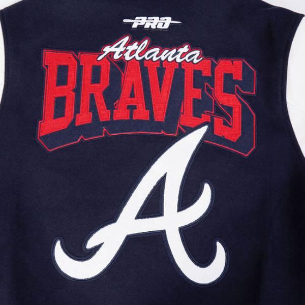 MLB公式 メンズ アウター スタジャン ジャケット プロスタンダード アトランタ・ブレーブス ATLANTA BRAVES TEAM BADGE MEN'S RIB WOOL VARSITY JACKETの画像