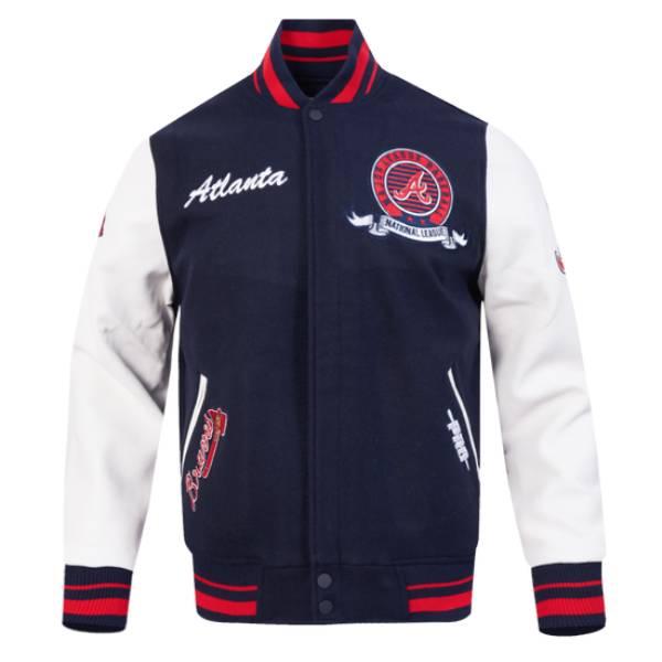 MLB公式 メンズ アウター スタジャン ジャケット プロスタンダード アトランタ・ブレーブス ATLANTA BRAVES TEAM BADGE MEN'S RIB WOOL VARSITY JACKETの画像