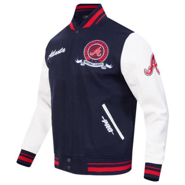 MLB公式 メンズ アウター スタジャン ジャケット プロスタンダード アトランタ・ブレーブス ATLANTA BRAVES TEAM BADGE MEN'S RIB WOOL VARSITY JACKETの画像