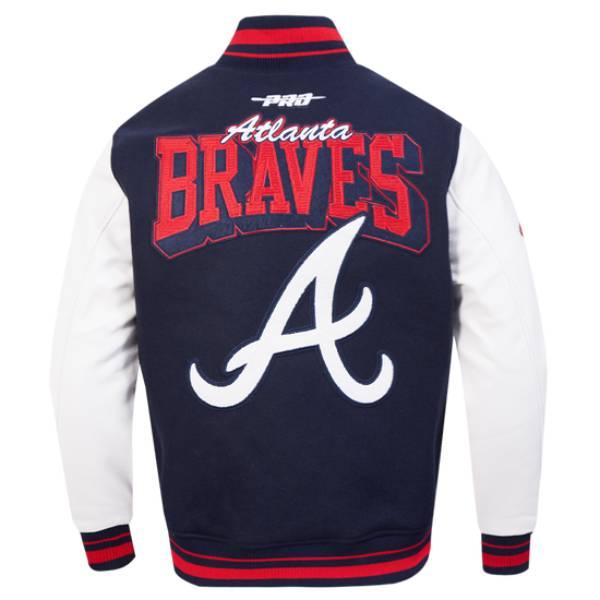 MLB公式 メンズ アウター スタジャン ジャケット プロスタンダード アトランタ・ブレーブス ATLANTA BRAVES TEAM BADGE MEN'S RIB WOOL VARSITY JACKETの画像