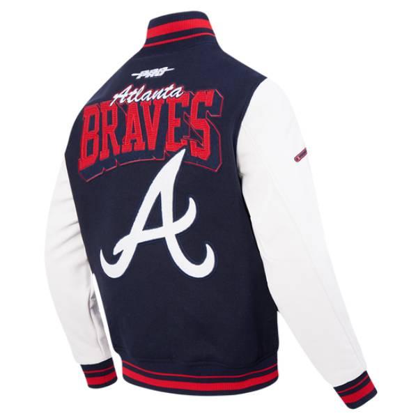 MLB公式 メンズ アウター スタジャン ジャケット プロスタンダード アトランタ・ブレーブス ATLANTA BRAVES TEAM BADGE MEN'S RIB WOOL VARSITY JACKETの画像