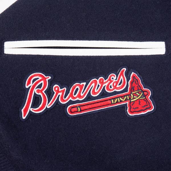 MLB公式 メンズ アウター スタジャン ジャケット プロスタンダード アトランタ・ブレーブス ATLANTA BRAVES TEAM BADGE MEN'S RIB WOOL VARSITY JACKETの画像