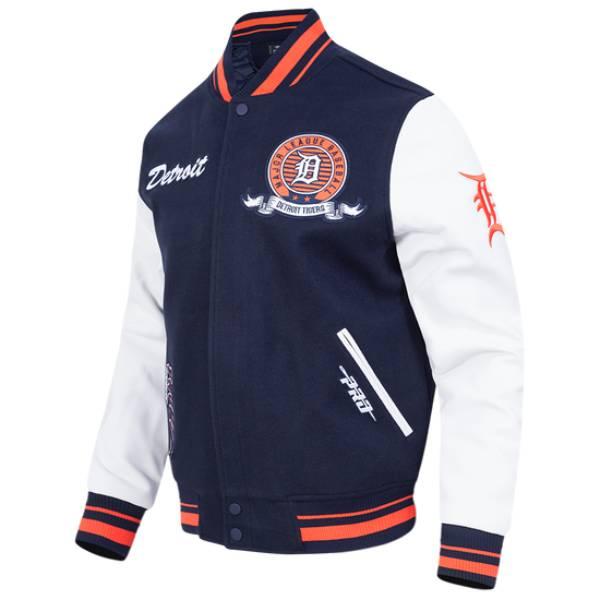 MLB公式 メンズ アウター スタジャン ジャケット プロスタンダード デトロイト・タイガース DETROIT TIGERS TEAM BADGE MEN'S RIB WOOL VARSITY JACKETの画像