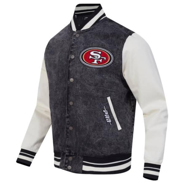 NFL公式 メンズ アウター スタジャン ジャケット プロスタンダード サンフランシスコ・49ERS SAN FRANCISCO 49ERS REBEL ATHLETICS MEN'S DENIM VARSITY JACKETの画像