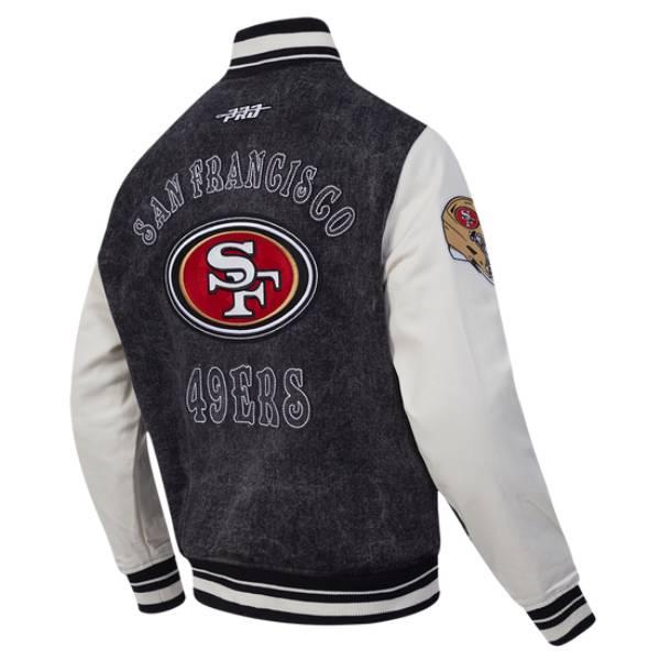 NFL公式 メンズ アウター スタジャン ジャケット プロスタンダード サンフランシスコ・49ERS SAN FRANCISCO 49ERS REBEL ATHLETICS MEN'S DENIM VARSITY JACKETの画像