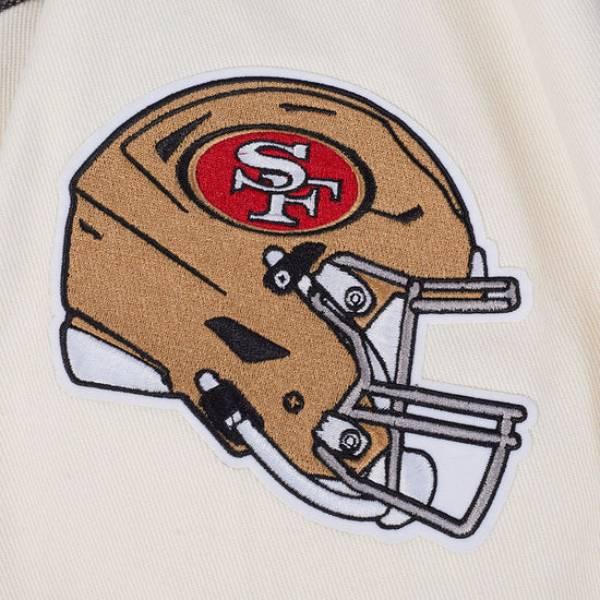 NFL公式 メンズ アウター スタジャン ジャケット プロスタンダード サンフランシスコ・49ERS SAN FRANCISCO 49ERS REBEL ATHLETICS MEN'S DENIM VARSITY JACKETの画像