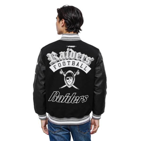 NFL公式 メンズ アウター スタジャン ジャケット ジャンパー プロスタンダード ラスベガス・レイダース LAS VEGAS RAIDERSの画像