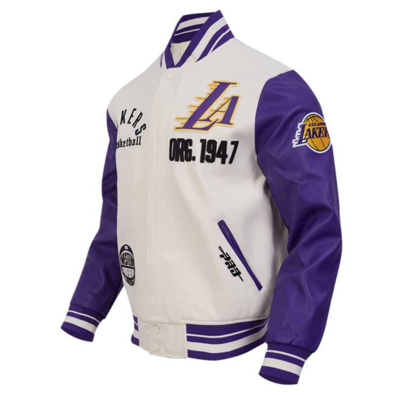 NBA公式 正規品 メンズ アウター スタジャン ジャケット ロサンゼルス・レイカーズ レブロン・ジェームズ 八村塁 ルカ・ドンチッチ LOS ANGELES LAKERSの画像