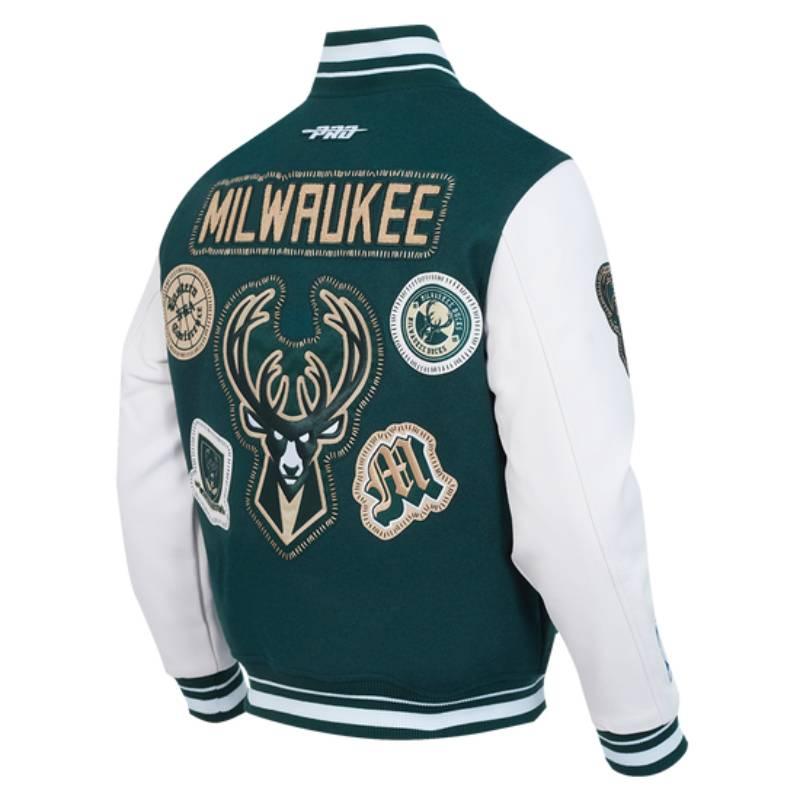 NBA公式 正規品 メンズ アウター スタジャン ジャケット ミルウォーキー・バックス MILWAUKEE BUCKSの画像