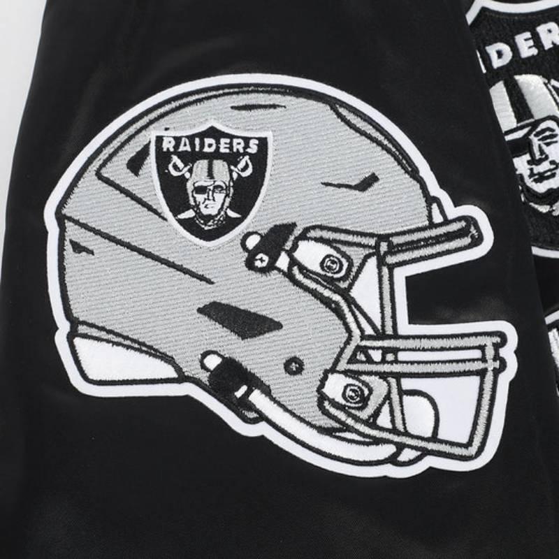 NFL公式 正規品 メンズ アウター スタジャン サテンジャケット ナイロンジャンパー ラスベガス・レイダース LAS VEGAS RAIDERSの画像