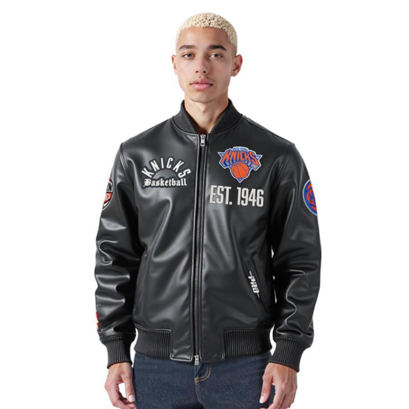 Pro Standard プロスタンダード NBA公式 正規品 メンズ レザージャケット 革ジャン スタジャン ニューヨーク・ニックス NEW YORK KNICKSの画像