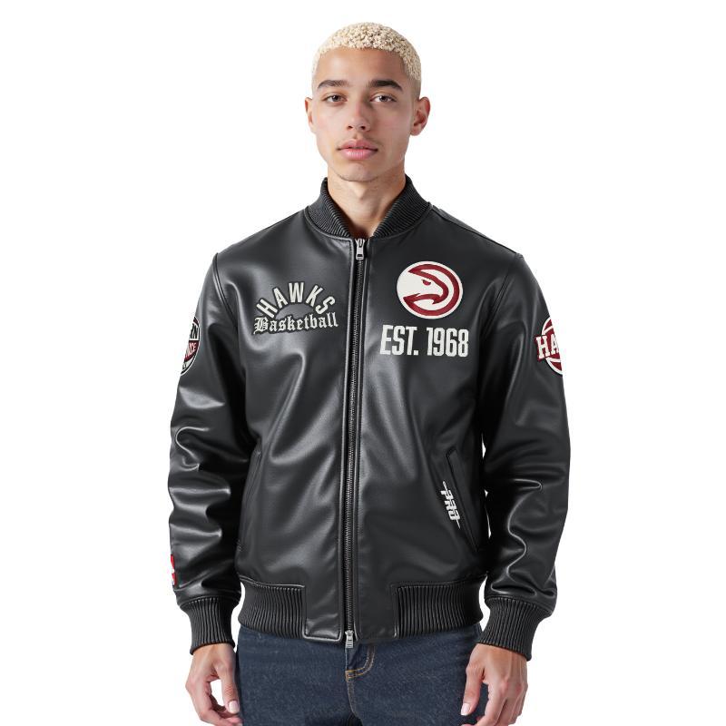 Pro Standard プロスタンダード NBA公式 正規品 メンズ レザージャケット 革ジャン スタジャン アトランタ・ホークス ATLANTA HAWKSの画像
