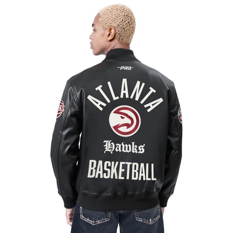 Pro Standard プロスタンダード NBA公式 正規品 メンズ レザージャケット 革ジャン スタジャン アトランタ・ホークス ATLANTA HAWKSの画像