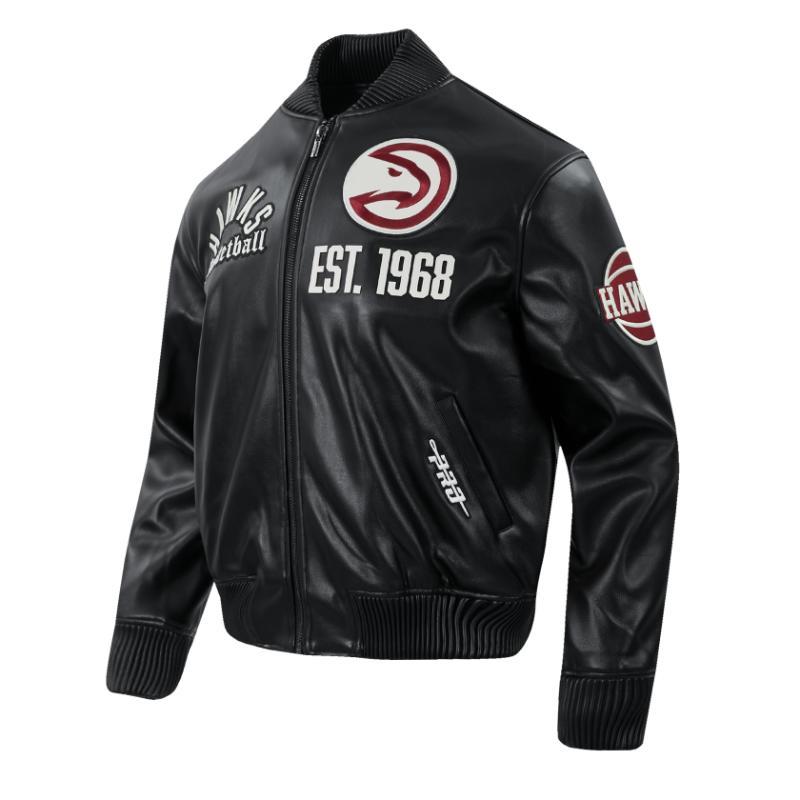 Pro Standard プロスタンダード NBA公式 正規品 メンズ レザージャケット 革ジャン スタジャン アトランタ・ホークス ATLANTA HAWKSの画像