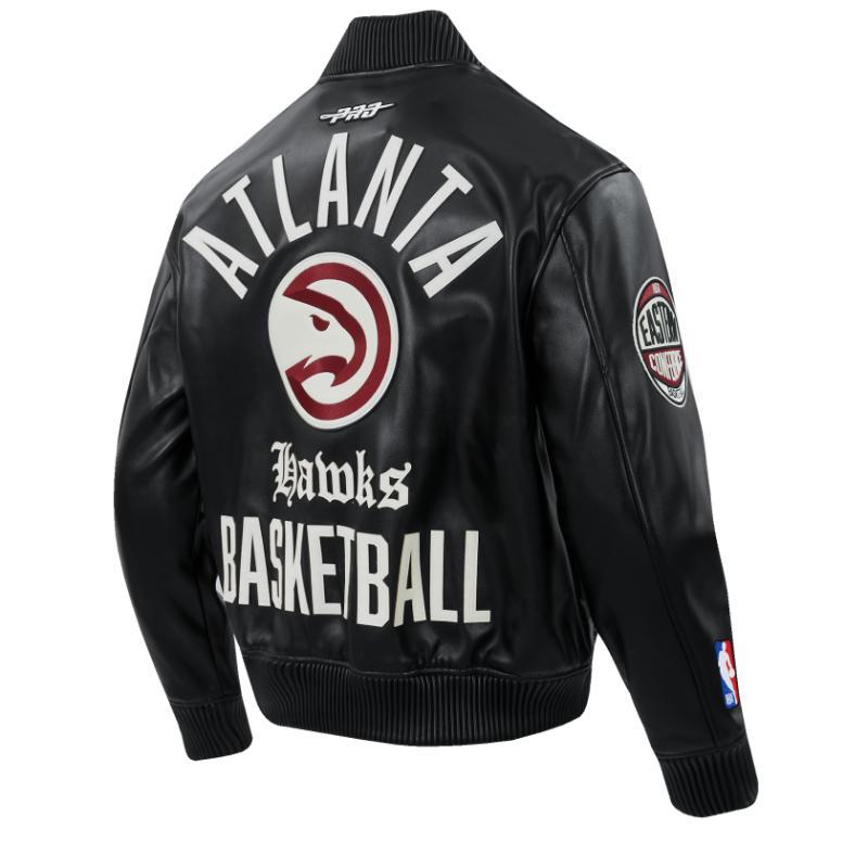 Pro Standard プロスタンダード NBA公式 正規品 メンズ レザージャケット 革ジャン スタジャン アトランタ・ホークス ATLANTA HAWKSの画像