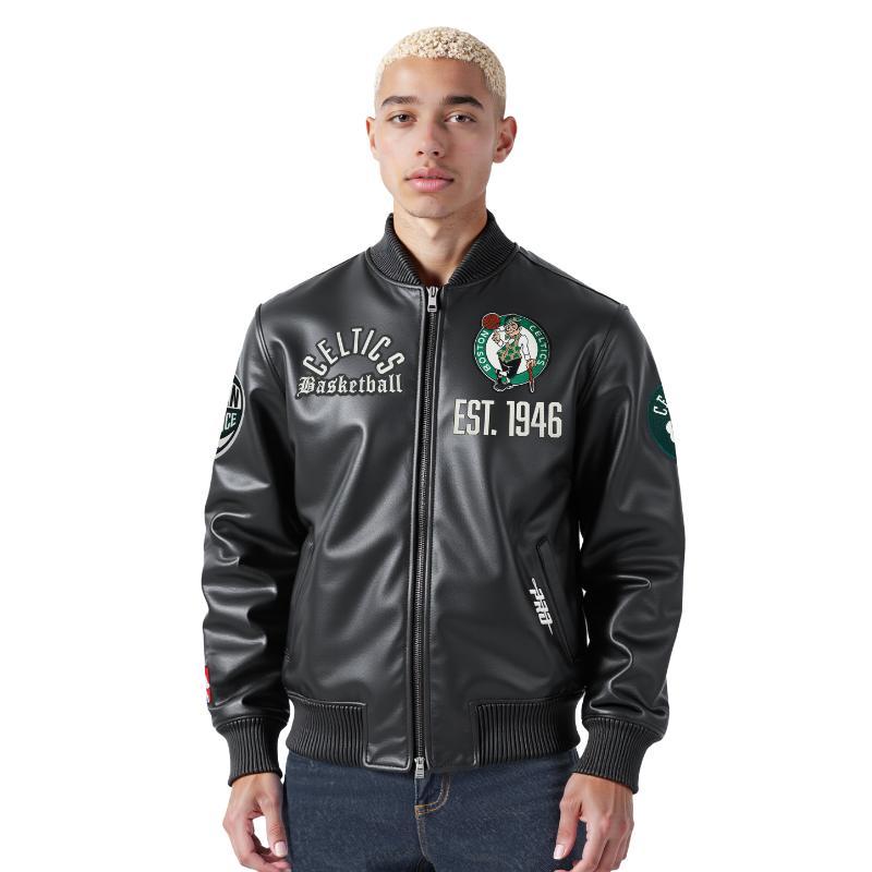 Pro Standard プロスタンダード NBA公式 正規品 メンズ レザージャケット 革ジャン スタジャン ボストン・セルティックス BOSTON CELTICSの画像