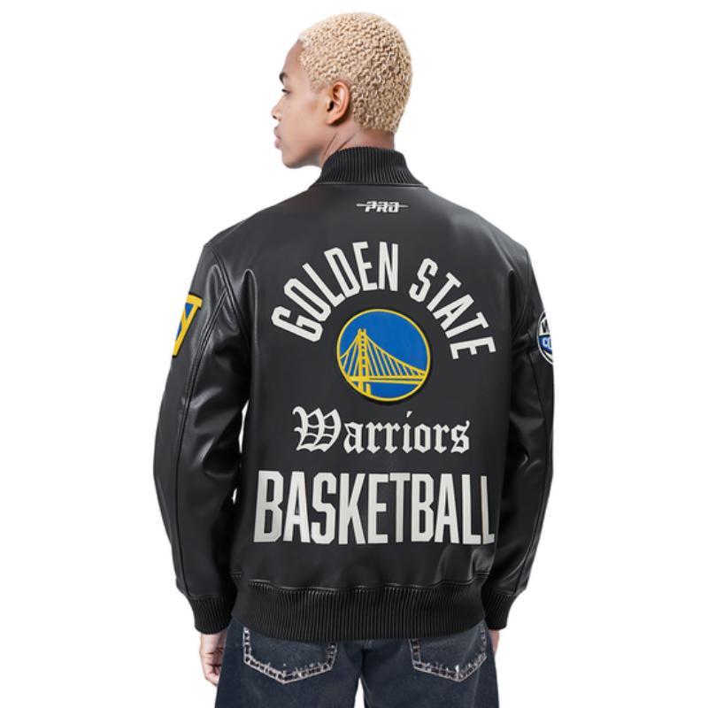 Pro Standard プロスタンダード NBA公式 メンズ レザージャケット 革ジャン スタジャン ゴールデンステイト・ウォリアーズ ステフィン・カリー WARRIORSの画像