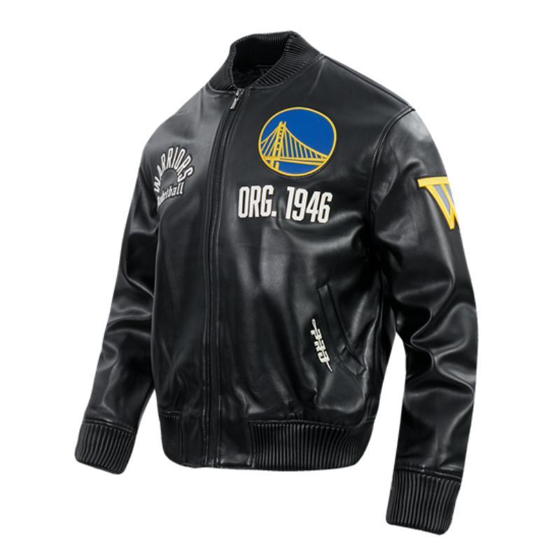 Pro Standard プロスタンダード NBA公式 メンズ レザージャケット 革ジャン スタジャン ゴールデンステイト・ウォリアーズ ステフィン・カリー WARRIORSの画像