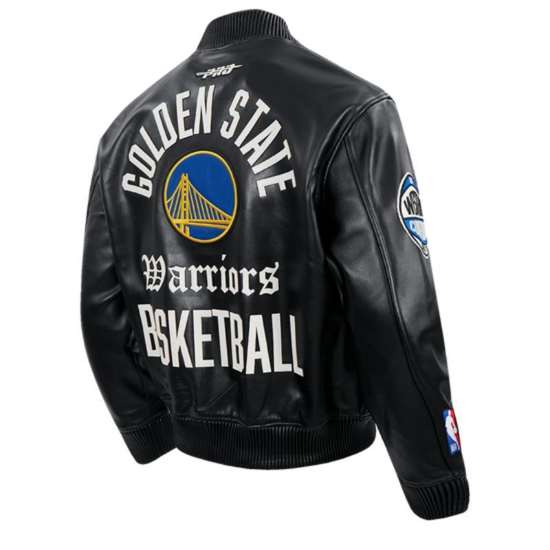 Pro Standard プロスタンダード NBA公式 メンズ レザージャケット 革ジャン スタジャン ゴールデンステイト・ウォリアーズ ステフィン・カリー WARRIORSの画像