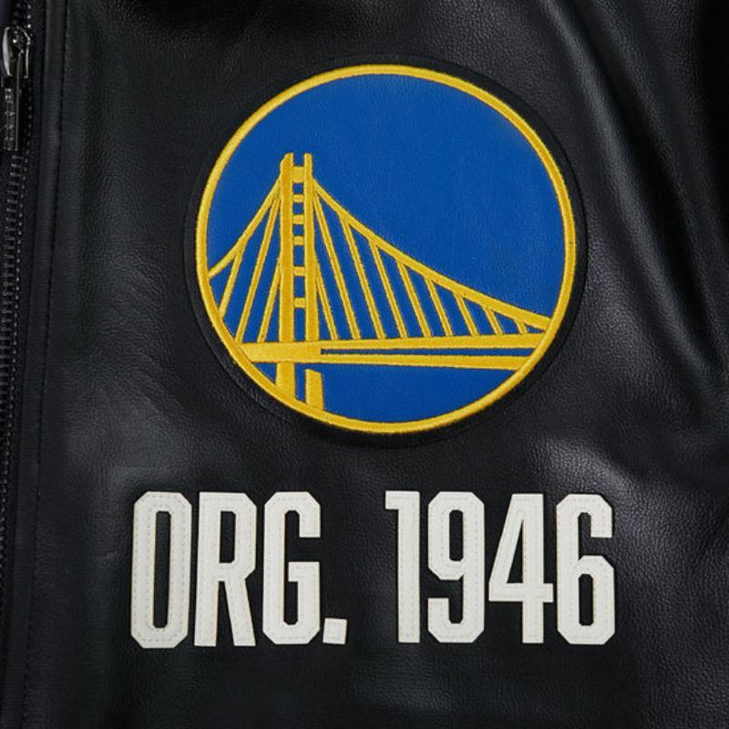 Pro Standard プロスタンダード NBA公式 メンズ レザージャケット 革ジャン スタジャン ゴールデンステイト・ウォリアーズ ステフィン・カリー WARRIORSの画像