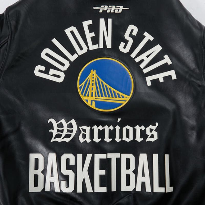 Pro Standard プロスタンダード NBA公式 メンズ レザージャケット 革ジャン スタジャン ゴールデンステイト・ウォリアーズ ステフィン・カリー WARRIORSの画像