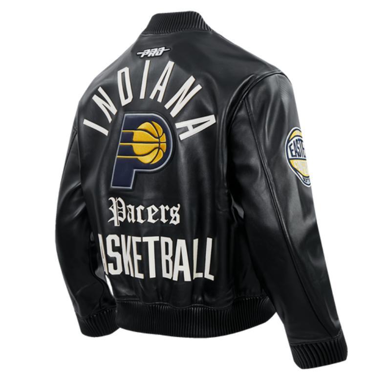Pro Standard プロスタンダード NBA公式 メンズ レザージャケット 革ジャン スタジャン インディアナ・ペイサーズ タイリース・ハリバートン INDIANA PACERSの画像