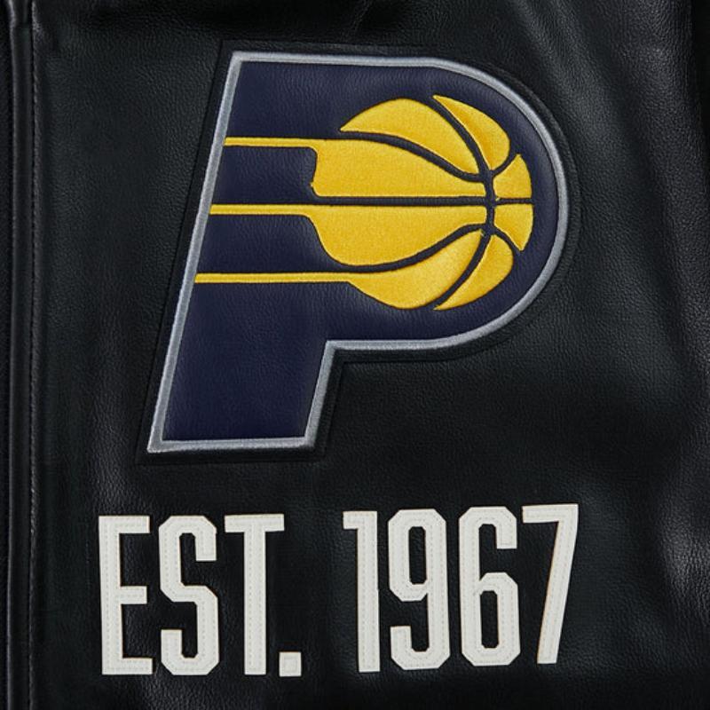 Pro Standard プロスタンダード NBA公式 メンズ レザージャケット 革ジャン スタジャン インディアナ・ペイサーズ タイリース・ハリバートン INDIANA PACERSの画像