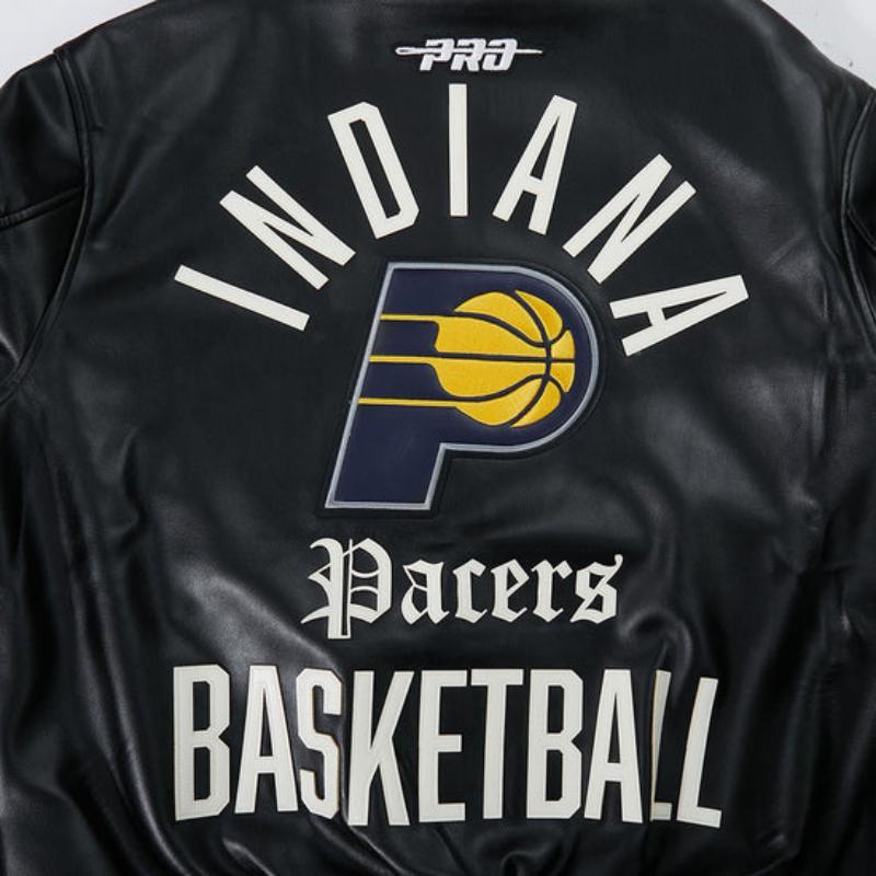 Pro Standard プロスタンダード NBA公式 メンズ レザージャケット 革ジャン スタジャン インディアナ・ペイサーズ タイリース・ハリバートン INDIANA PACERSの画像