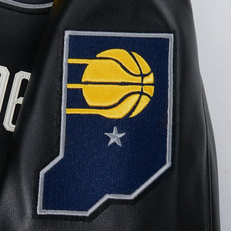 Pro Standard プロスタンダード NBA公式 メンズ レザージャケット 革ジャン スタジャン インディアナ・ペイサーズ タイリース・ハリバートン INDIANA PACERSの画像