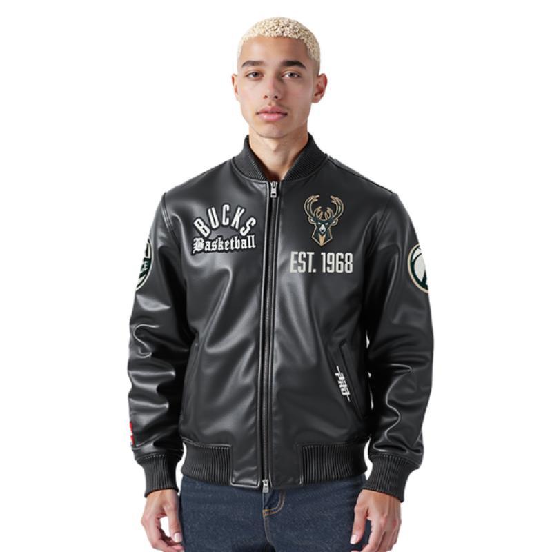 Pro Standard プロスタンダード NBA公式 正規品 メンズ レザージャケット 革ジャン スタジャン ミルウォーキー・バックス MILWAUKEE BUCKSの画像