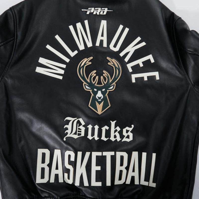 Pro Standard プロスタンダード NBA公式 正規品 メンズ レザージャケット 革ジャン スタジャン ミルウォーキー・バックス MILWAUKEE BUCKSの画像