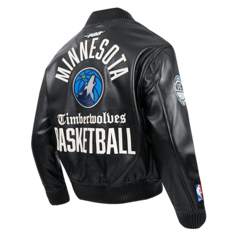 Pro Standard プロスタンダード NBA公式 メンズ レザージャケット 革ジャン スタジャン ミネソタ・ティンバーウルブズ アンソニー・エドワーズ TIMBERWOLVESの画像