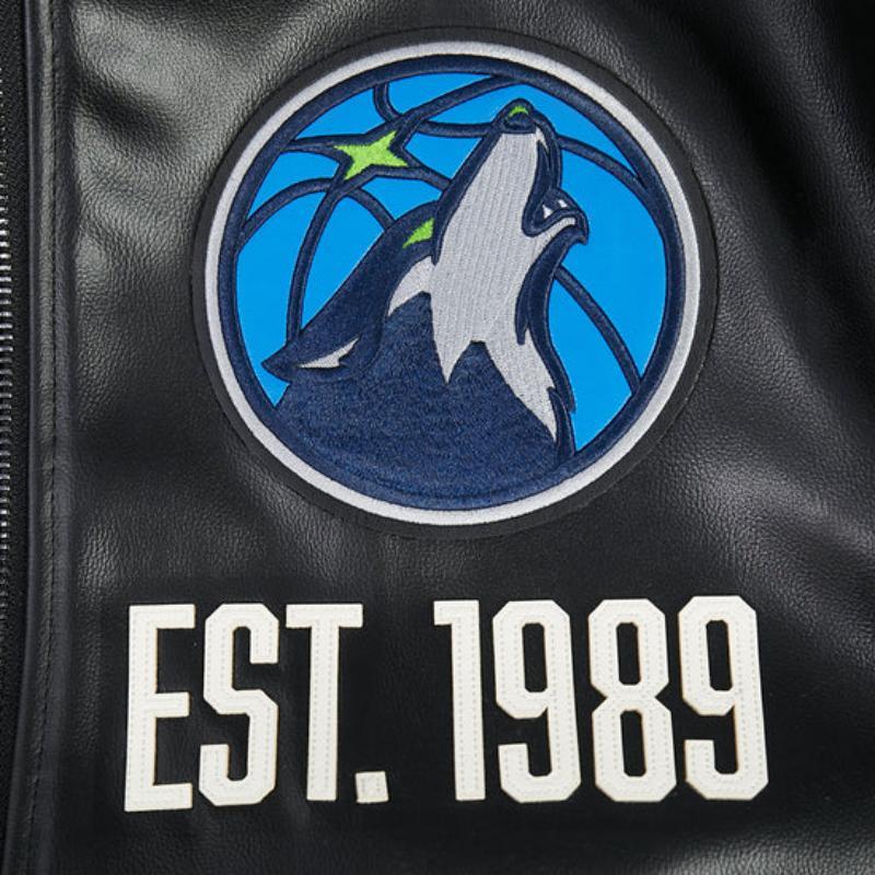 Pro Standard プロスタンダード NBA公式 メンズ レザージャケット 革ジャン スタジャン ミネソタ・ティンバーウルブズ アンソニー・エドワーズ TIMBERWOLVESの画像
