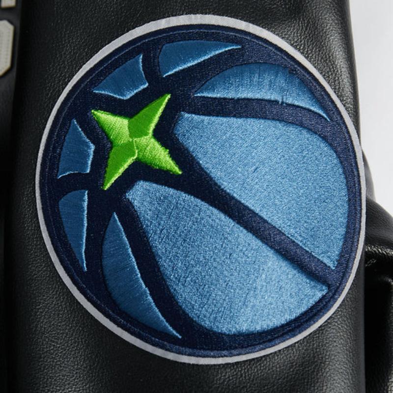 Pro Standard プロスタンダード NBA公式 メンズ レザージャケット 革ジャン スタジャン ミネソタ・ティンバーウルブズ アンソニー・エドワーズ TIMBERWOLVESの画像