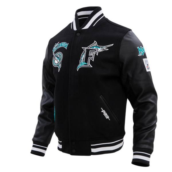 Pro Standard プロスタンダード MLB メンズ スタジャン ジャケット マーリンズ FLORIDA MARLINS RETRO CLASSIC RIB WOOL VARSITY JACKETの画像