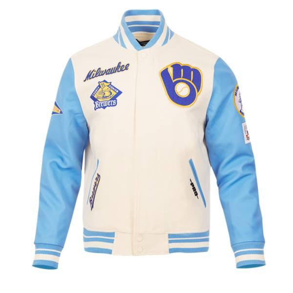 Pro Standard プロスタンダード MLB メンズ スタジャン ジャケット ブリュワーズ ブルワーズ MILWAUKEE BREWERS RETRO CLASSIC RIB WOOL VARSITY JACKETの画像