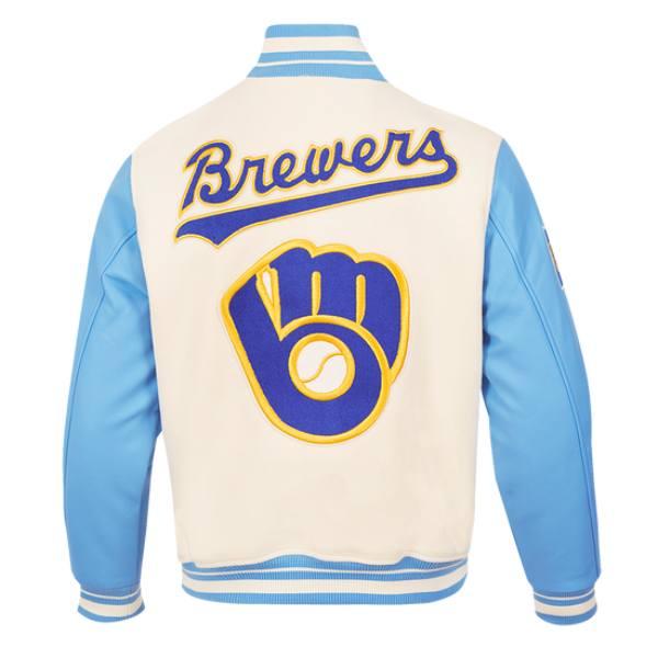 Pro Standard プロスタンダード MLB メンズ スタジャン ジャケット ブリュワーズ ブルワーズ MILWAUKEE BREWERS RETRO CLASSIC RIB WOOL VARSITY JACKETの画像