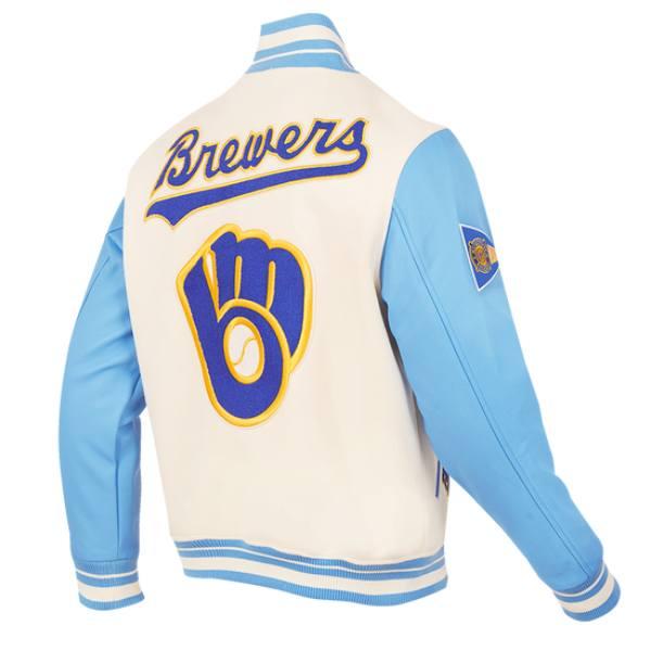 Pro Standard プロスタンダード MLB メンズ スタジャン ジャケット ブリュワーズ ブルワーズ MILWAUKEE BREWERS RETRO CLASSIC RIB WOOL VARSITY JACKETの画像
