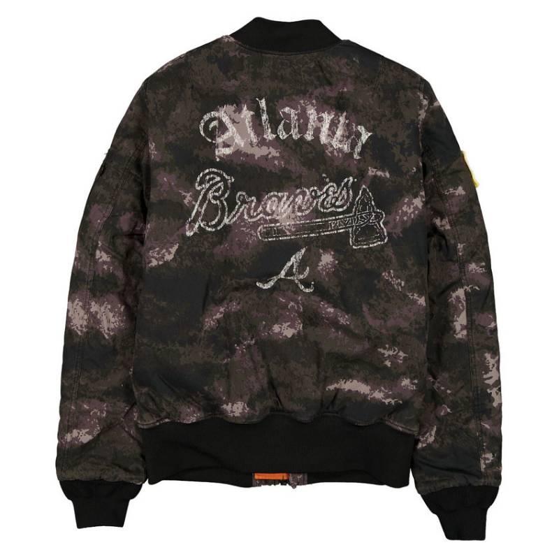 MLB公式 メンズ アウター ジャケット MA-1 スタジャン ボンバージャケット ジャンパー アトランタ・ブレーブス Atlanta Bravesの画像
