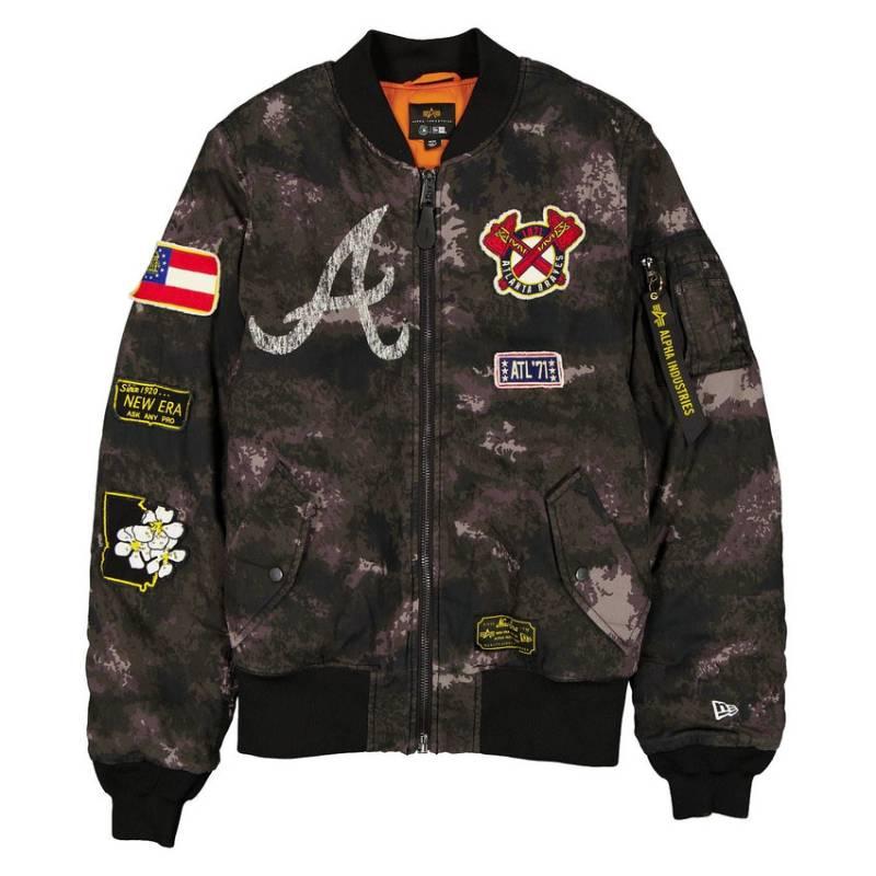 MLB公式 メンズ アウター ジャケット MA-1 スタジャン ボンバージャケット ジャンパー アトランタ・ブレーブス Atlanta Bravesの画像