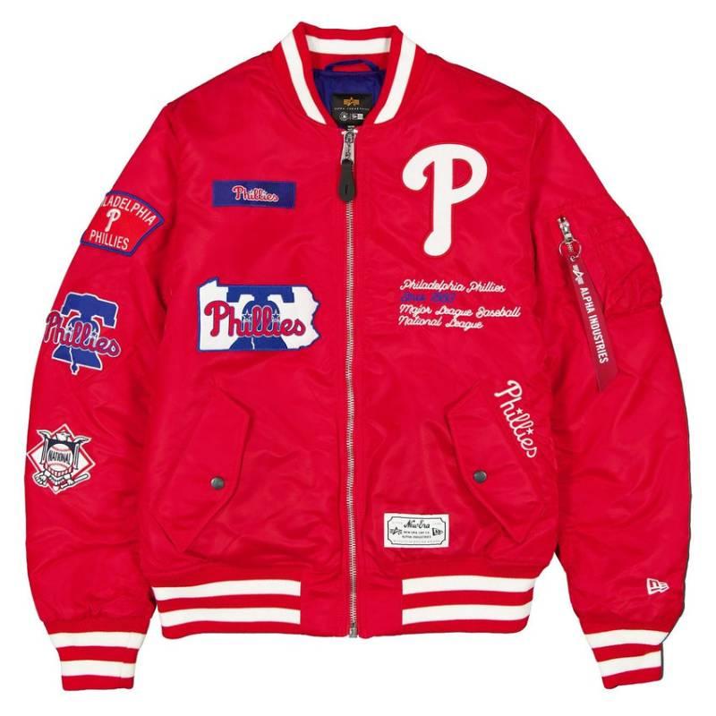 MLB公式 メンズ アウター ジャケット MA-1 スタジャン ボンバージャケット ジャンパー フィラデルフィア・フィリーズ Philadelphia Philliesの画像