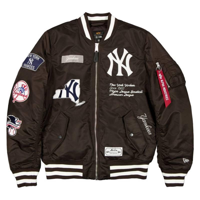 茶色・ブラウン MLB公式 メンズ アウター ジャケット MA-1 スタジャン ボンバージャケット ジャンパー ニューヨーク・ヤンキース New York Yankeesの画像