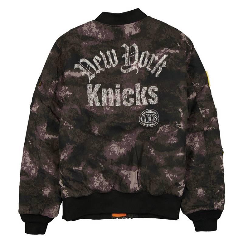 NBA公式 メンズ アウター ジャケット MA-1 スタジャン ボンバージャケット ジャンパー ニューヨーク・ニックス New York Knicks ニューエラxアルファの画像