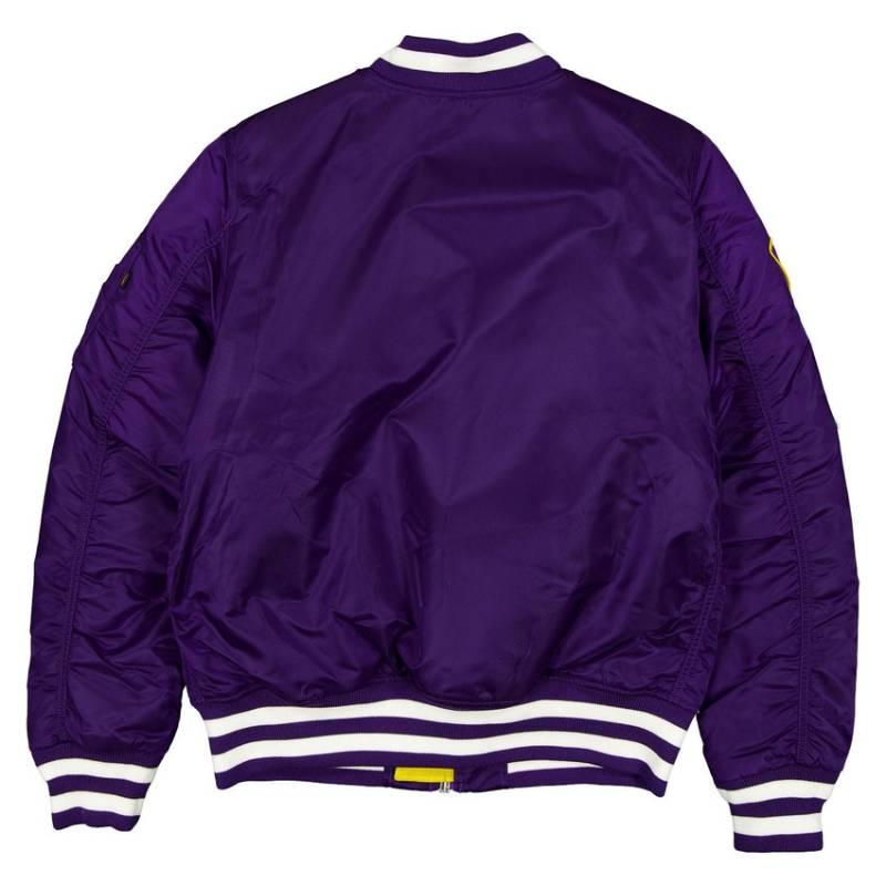 NBA公式 メンズ アウター ジャケット MA-1 スタジャン ボンバージャケット レイカーズ レブロン 八村塁 ルカ・ドンチッチ Lakers ニューエラxアルファの画像