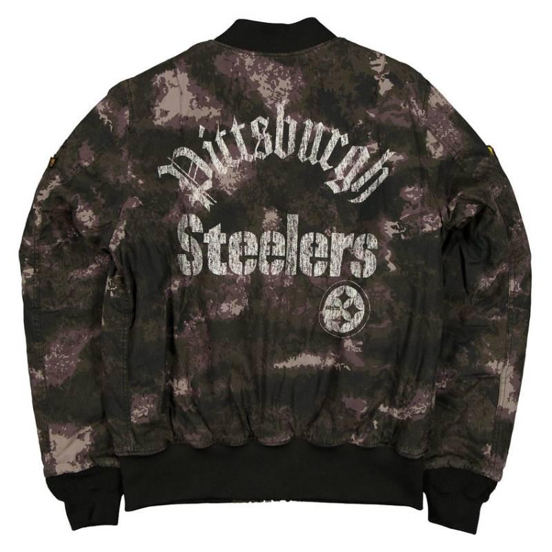 NFL公式 メンズ アウター ジャケット MA-1 スタジャン ボンバージャケット ジャンパー ピッツバーグ・スティーラーズ Pittsburgh Steelers ニューエラxアルファの画像
