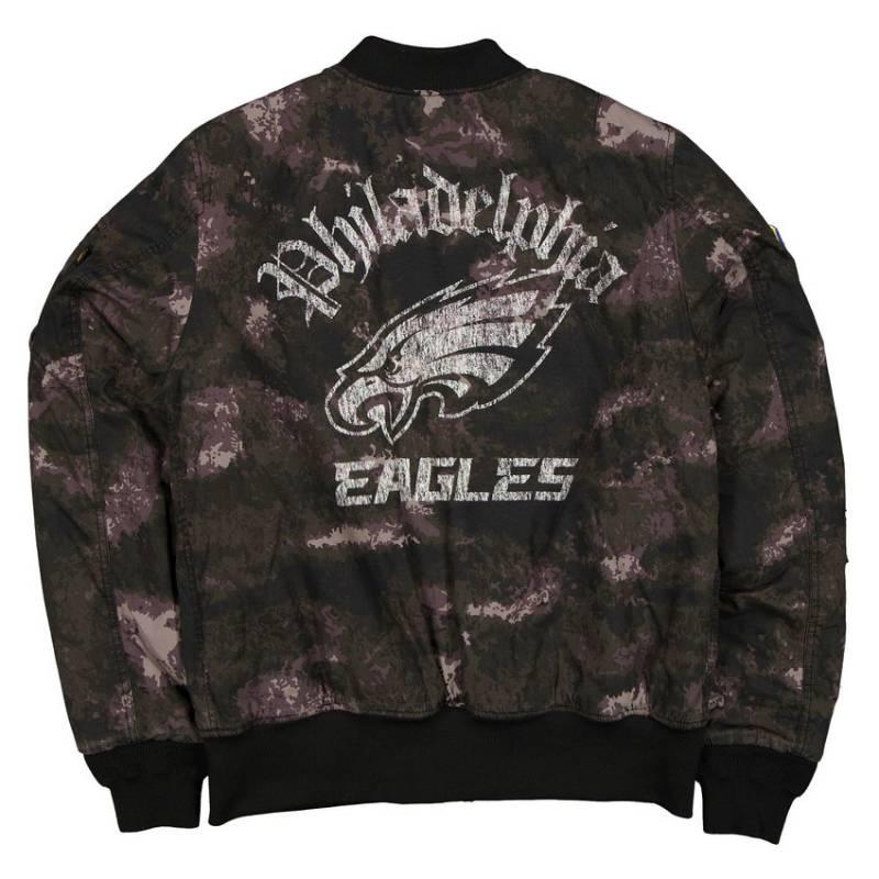NFL公式 メンズ アウター ジャケット MA-1 スタジャン ボンバージャケット ジャンパー フィラデルフィア・イーグルス Philadelphia Eagles ニューエラxアルファの画像