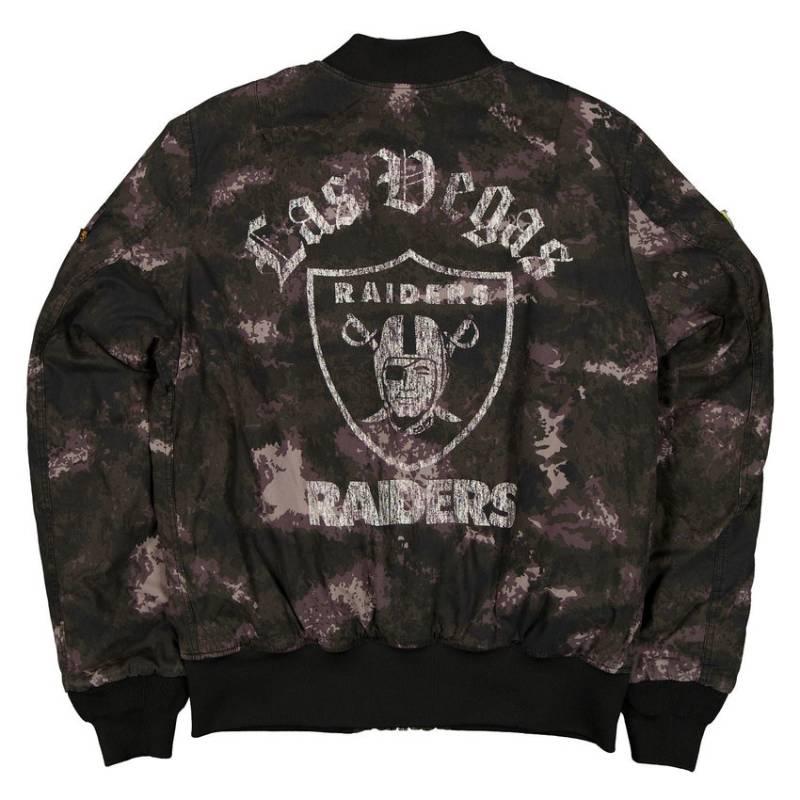NFL公式 メンズ アウター ジャケット MA-1 スタジャン ボンバージャケット ジャンパー ラスベガス・レイダース Las Vegas Raiders ニューエラxアルファの画像