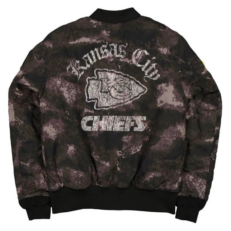 NFL公式 メンズ アウター ジャケット MA-1 スタジャン ボンバージャケット ジャンパー カンザスシティ・チーフス Kansas City Chiefs ニューエラxアルファの画像