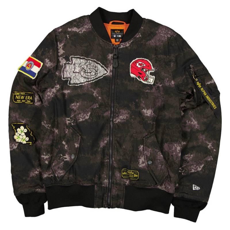 NFL公式 メンズ アウター ジャケット MA-1 スタジャン ボンバージャケット ジャンパー カンザスシティ・チーフス Kansas City Chiefs ニューエラxアルファの画像
