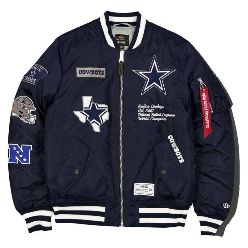 NFL公式 メンズ アウター ジャケット MA-1 スタジャン ボンバージャケット ジャンパー ダラス・カウボーイズ Cowboys MA-1 Bomber Jacket ニューエラxアルファの画像